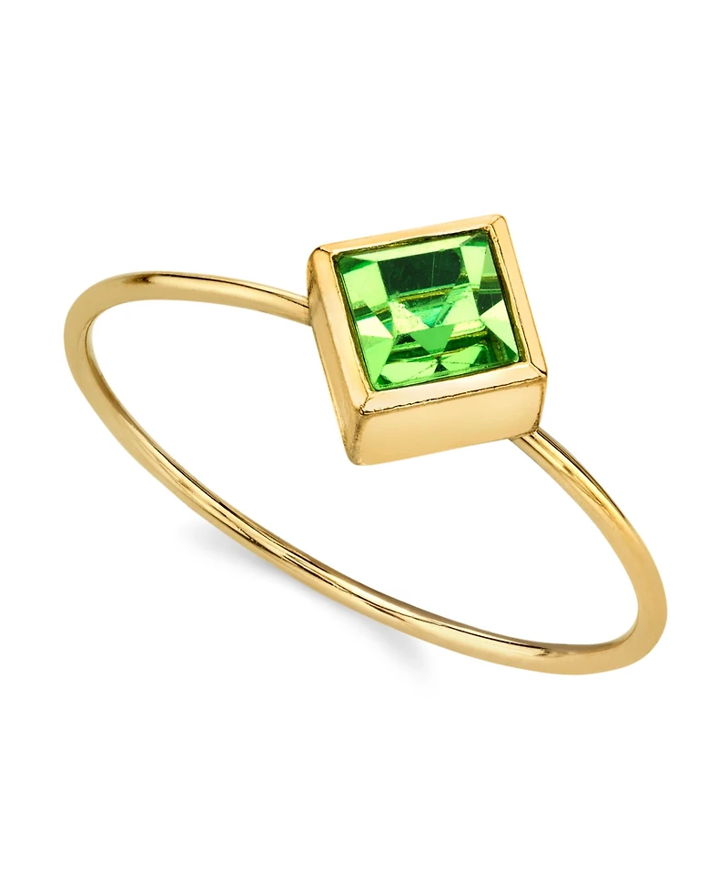 2028 14K Gold-tone Diamond Shaped Crystal Ring