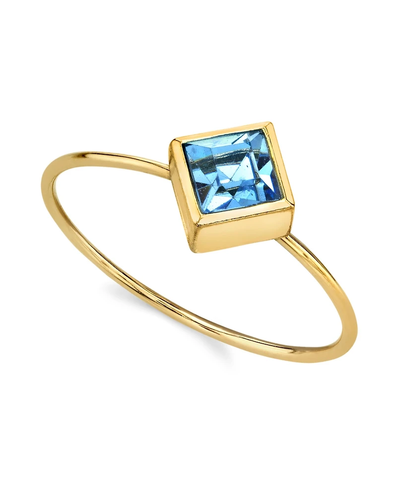 2028 14K Gold-tone Diamond Shaped Crystal Ring
