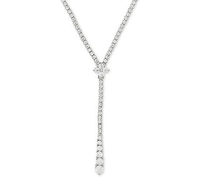 Arabella Cubic Zirconia 17" Lariat Necklace in Sterling Silver