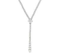 Arabella Cubic Zirconia 17" Lariat Necklace in Sterling Silver