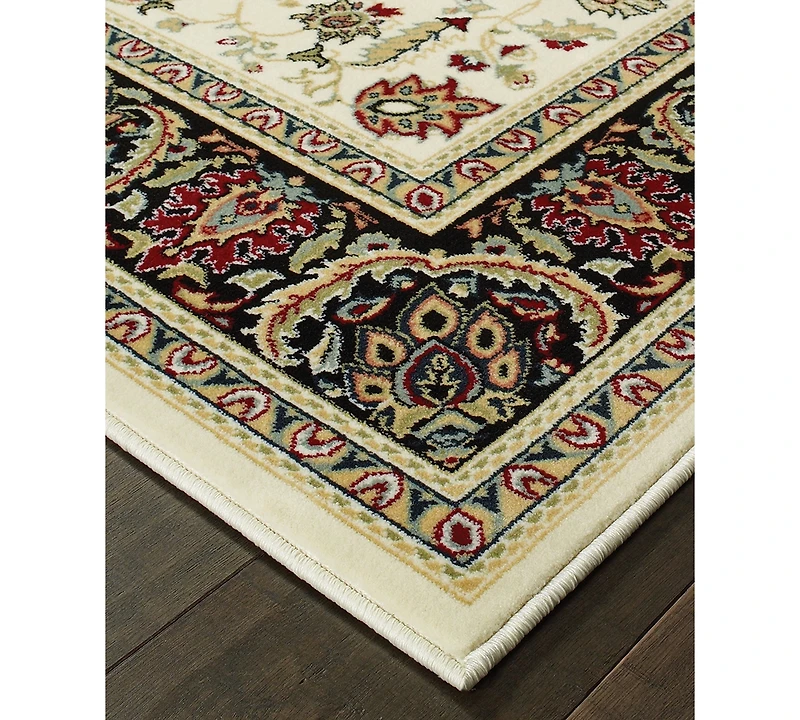 Closeout! Oriental Weavers Kashan 108X Ivory/Black 2'3" x 7'6" Runner Area Rug