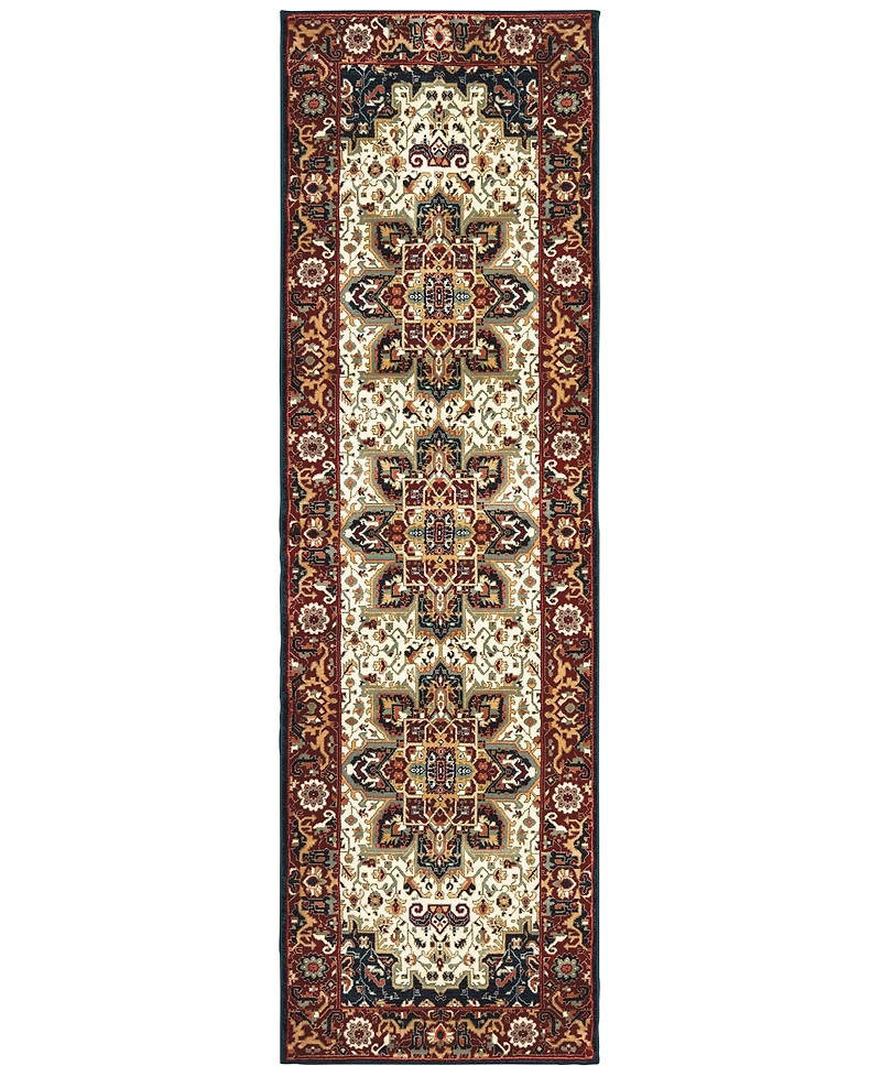 Closeout! Oriental Weavers Kashan 96W Red/Ivory 2'3" x 7'6" Runner Area Rug