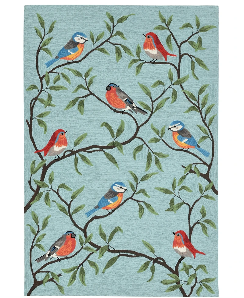 Liora Manne' Ravella 2270 Birds On Branches Blue 2' x 3' Indoor/Outdoor Area Rug