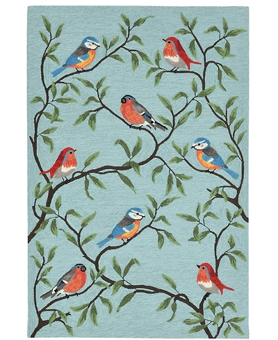 Liora Manne' Ravella 2270 Birds On Branches Blue 2' x 3' Indoor/Outdoor Area Rug