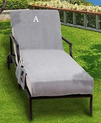 Linum Home Personalized Turkish Cotton Chaise Lounge Cover With Side Pockets