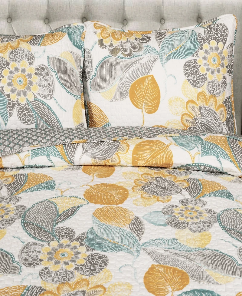 Lush Decor Lovely Leaf 3-Pc Set Quilt Set, King