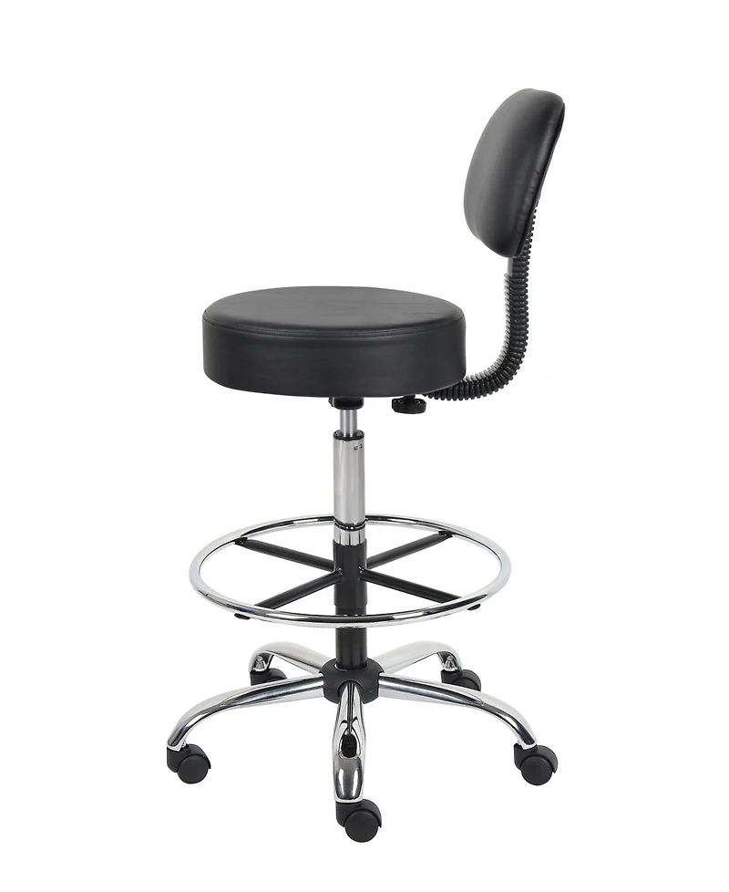 Boss Office Products Caressoft Medical/Drafting Stool W/ Back Cushion