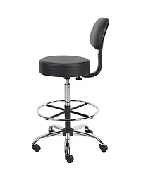 Boss Office Products Caressoft Medical/Drafting Stool W/ Back Cushion