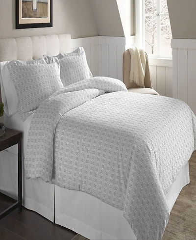 Pointehaven Fair Isle Superior Weight Cotton Flannel Duvet Cover Set, Full/Queen