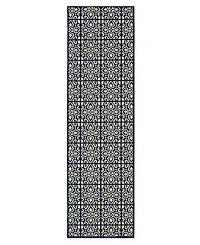 Oriental Weavers Marina 5927B Ivory/Navy 2'3" x 7'6" Indoor/Outdoor Runner Area Rug