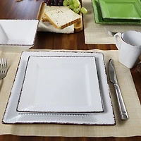 Lorren Home Trends 16 Piece Square Beaded Stoneware Dinnerware set, Service for 4