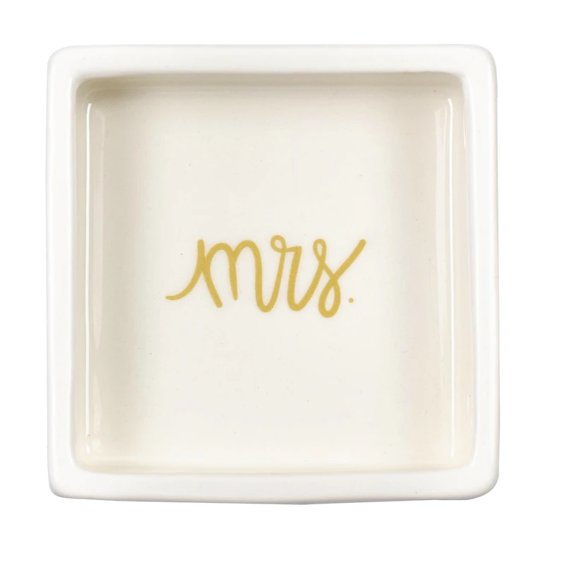 Coton Colors by Laura Johnson Mr. and Mrs. Square Trinket Bowl Set/2