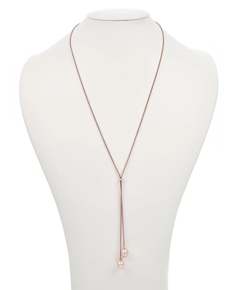 Cultured Freshwater Pearl (9-1/2mm) 36" Adjustable Lariat Necklace in Sterling Silver