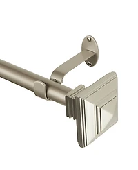 Florence Adjustable 86"-120" Curtain Rod With Stacked Square Finials