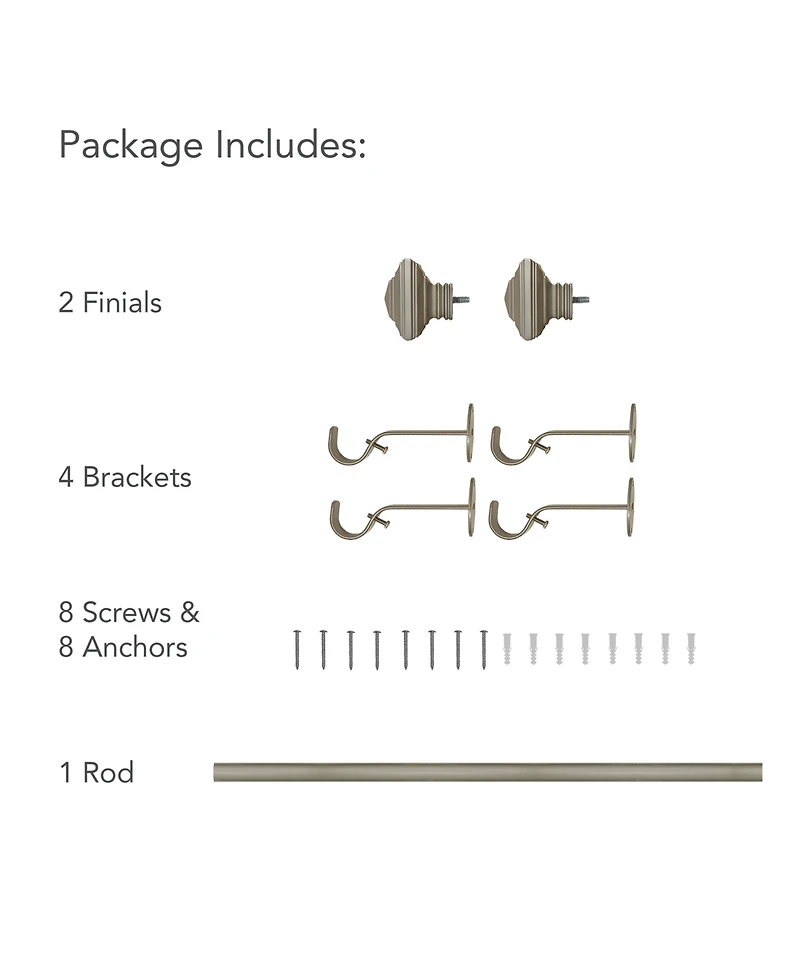 Florence Adjustable 86"-120" Curtain Rod With Stacked Square Finials