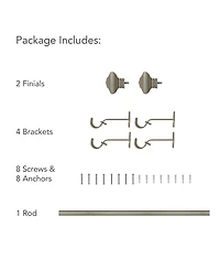 Florence Adjustable 86"-120" Curtain Rod With Stacked Square Finials