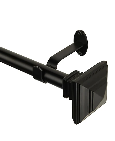 Florence Adjustable 48"-86" Curtain Rod With Stacked Square Finials