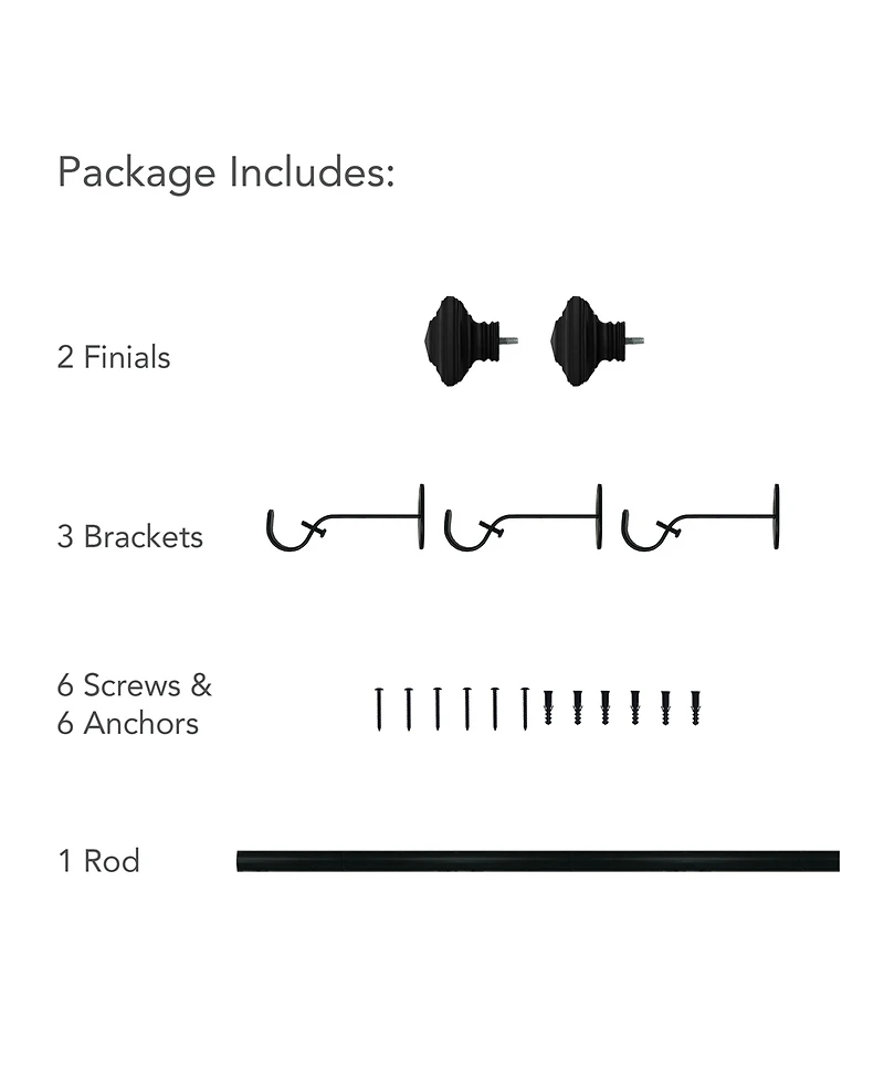 Florence Adjustable 48"-86" Curtain Rod With Stacked Square Finials