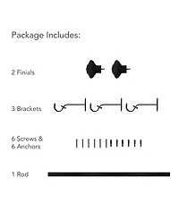 Florence Adjustable 48"-86" Curtain Rod With Stacked Square Finials