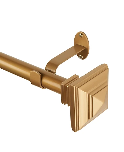 Florence Adjustable 86"-120" Curtain Rod With Stacked Square Finials