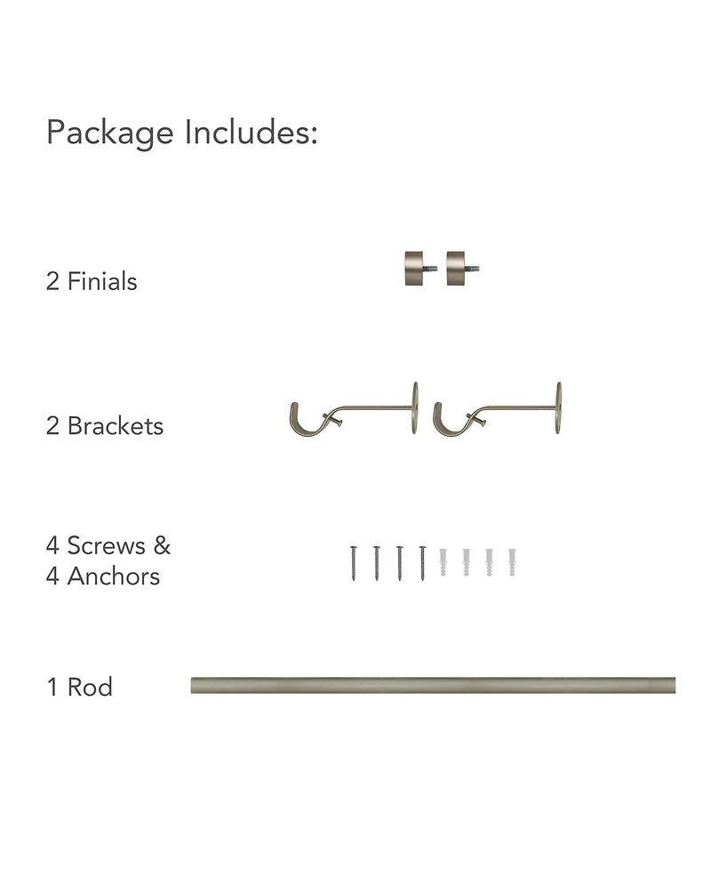 Serena Adjustable 28"-48" Curtain Rod with Cap Finials