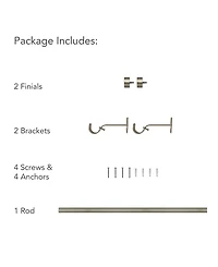 Serena Adjustable 28"-48" Curtain Rod with Cap Finials