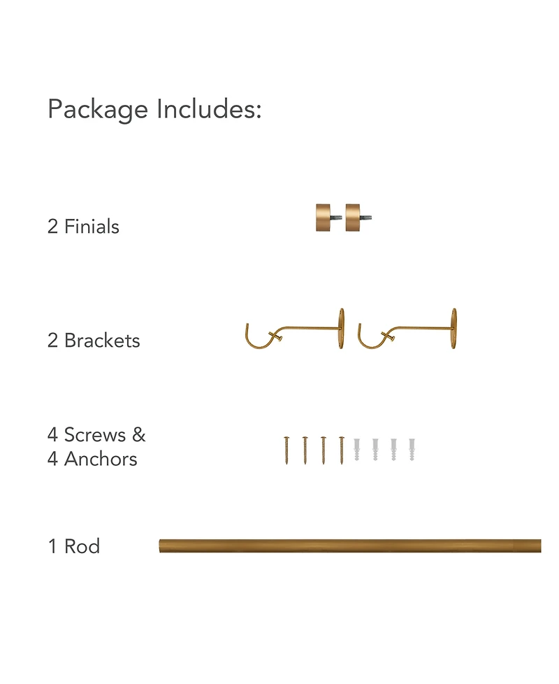 Serena Adjustable 28"-48" Curtain Rod with Cap Finials