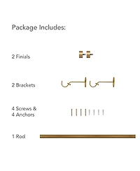 Serena Adjustable 28"-48" Curtain Rod with Cap Finials
