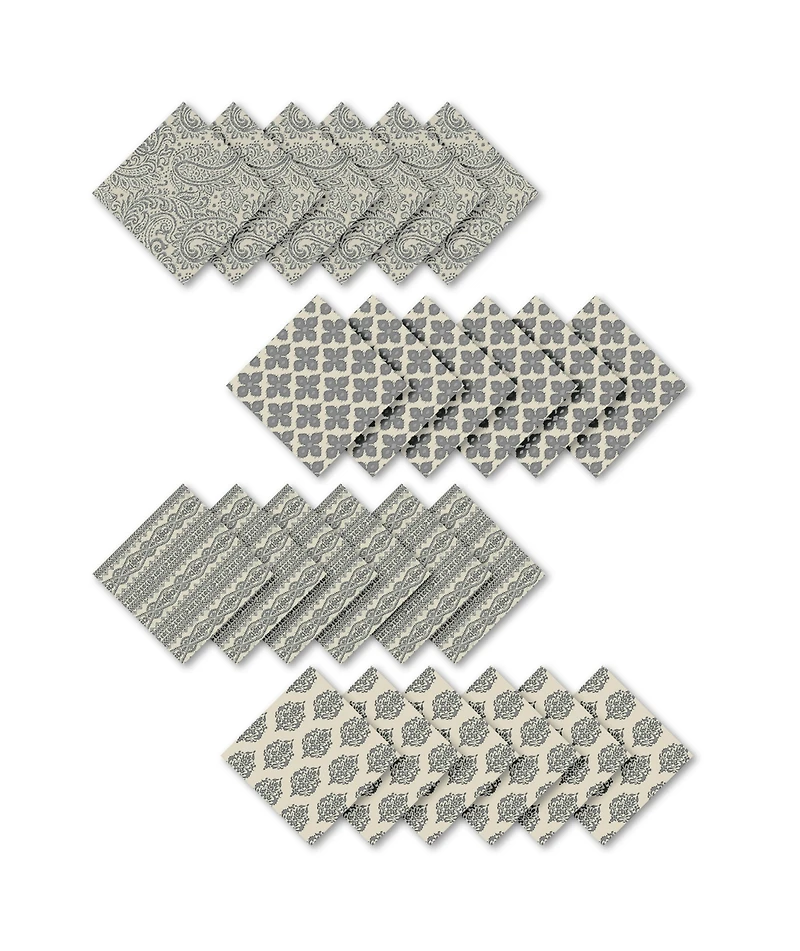 Elrene Everyday Casual Prints Assorted Cotton Fabric Napkins - Set of 24