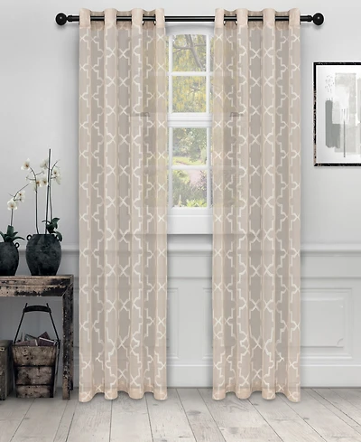 Superior Quatrefoil Modern Geometric Window Curtain Panel Set with Grommet Header, 52 X 63