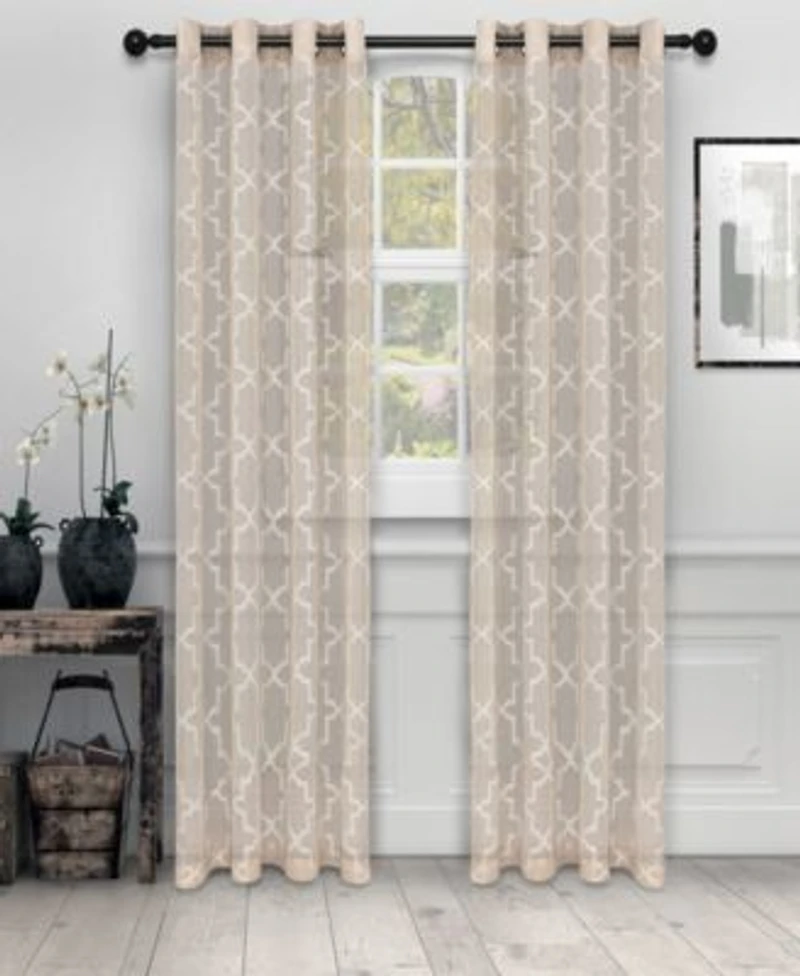 Superior Quatrefoil Modern Geometric Window Curtain Panel Set With Grommet Header 52 X 63