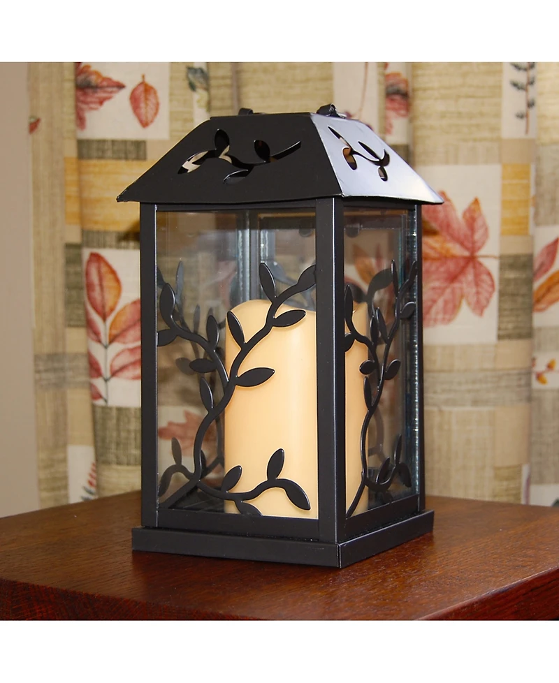 Lumabase Warm Black Vine Metal Lantern with Led Candle
