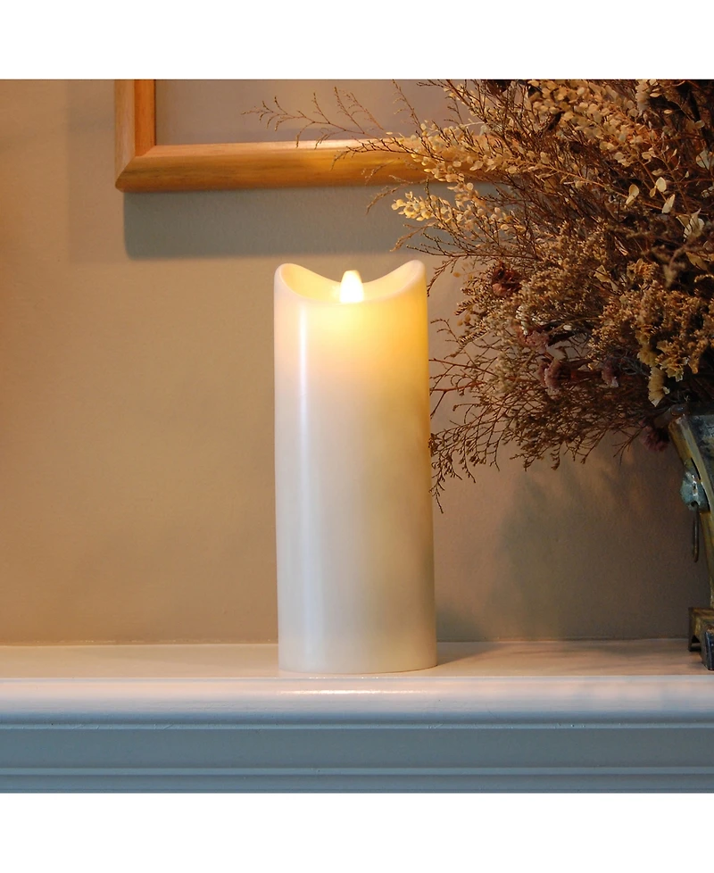 Lumabase 9" Cream Battery Operated Led Candle with Moving Flame