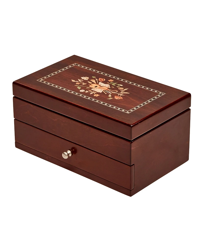 Mele & Co. Brynn Wooden Jewelry Box with Florentine Marquetry Motif