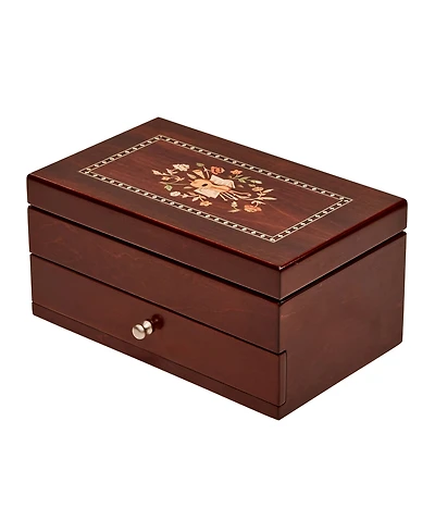 Mele & Co. Brynn Wooden Jewelry Box with Florentine Marquetry Motif