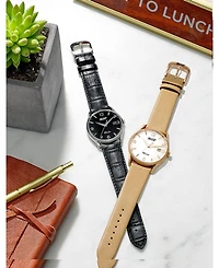 Tissot Unisex Swiss Heritage Visodate Beige Leather Strap Watch 40mm