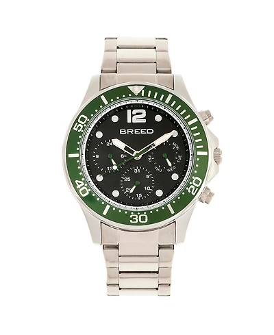 Breed Quartz Pegasus Green Face Multi-Function Silver Alloy Watch 46mm