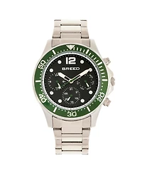 Breed Quartz Pegasus Green Face Multi-Function Silver Alloy Watch 46mm