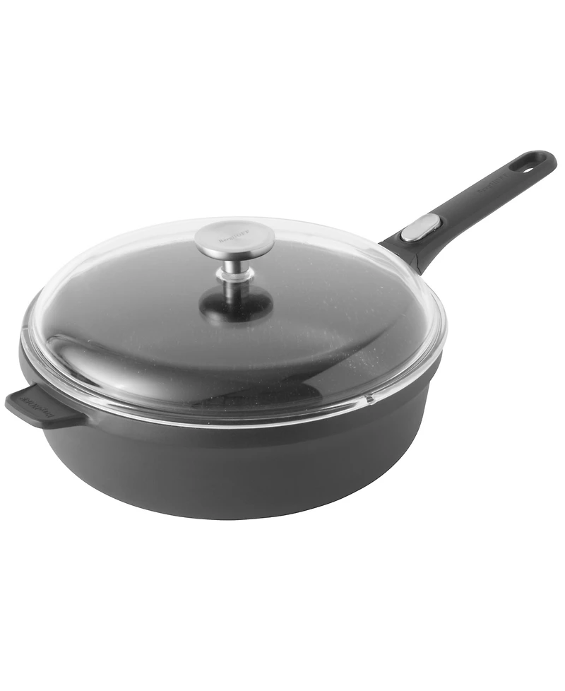 BergHOFF Gem 11" Nonstick Saute Pan 4.6Qt., Detachable Handle, Black, Glass Lid
