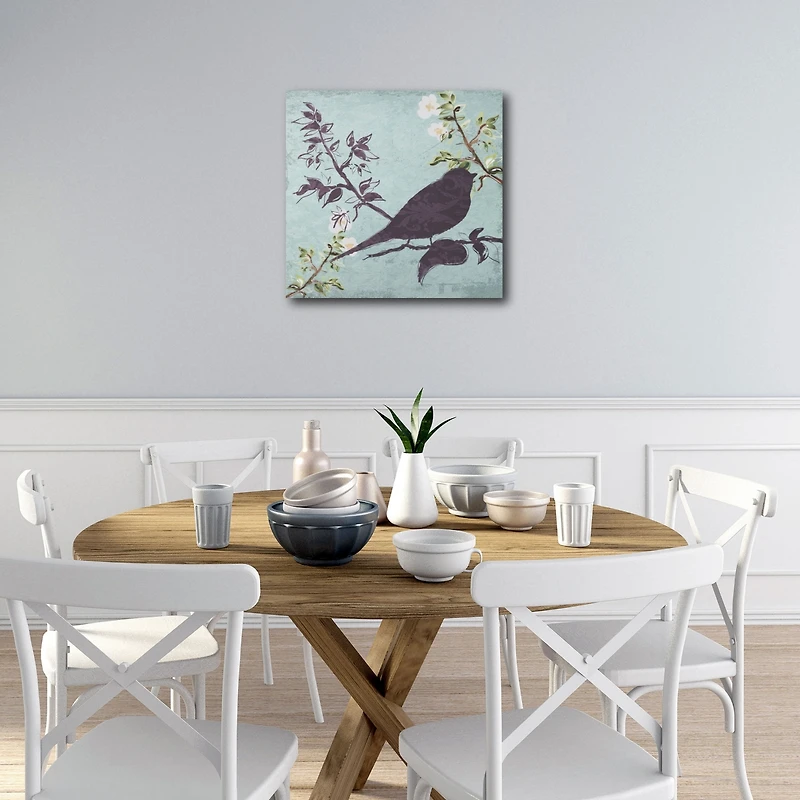 Courtside Market floral bird triptych Gallery-Wrapped Canvas Wall Art - 16" x 16"
