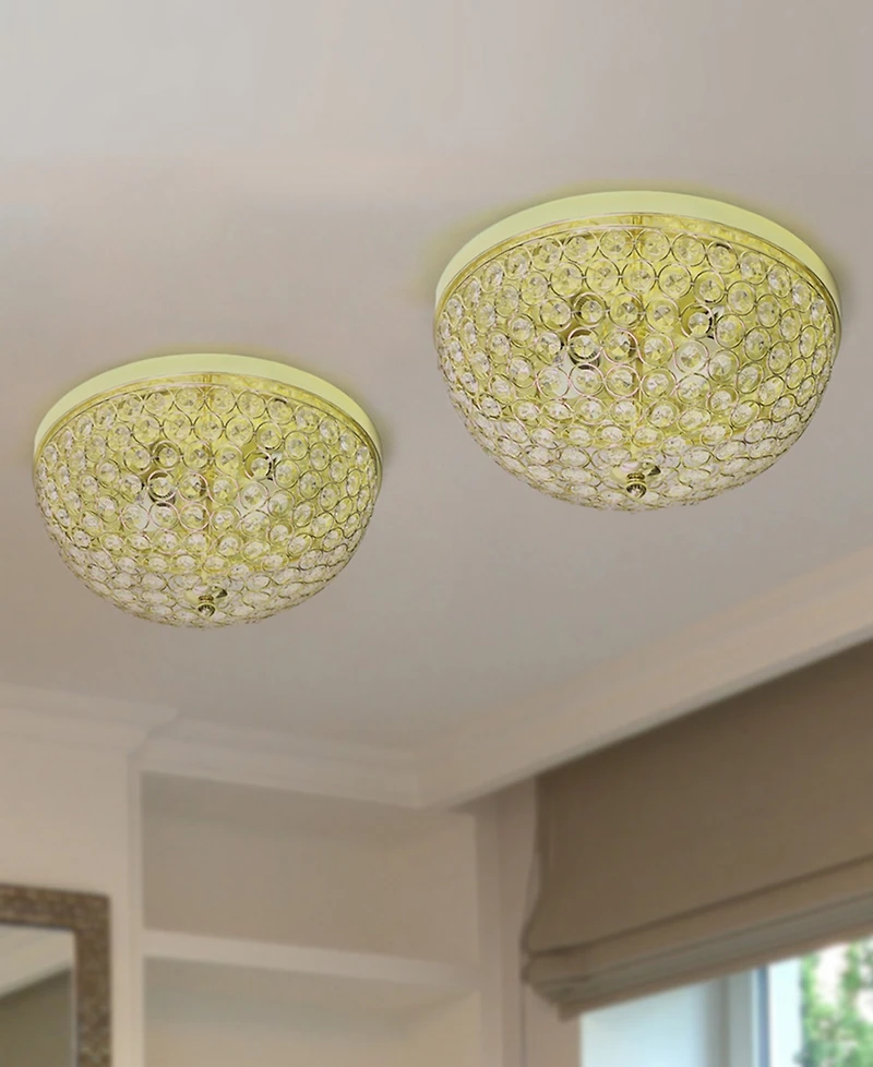 Elegant Designs 2 Light Elipse Crystal Flush Mount Ceiling Pack