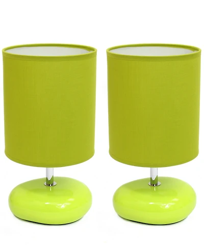 Simple Designs Stonies Small Stone Look Table Bedside Lamp 2 Pack Set