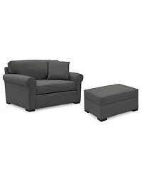 Closeout! Astra 59" Fabric Chair Bed & 36" Storage Ottoman Set, Created for Macy's