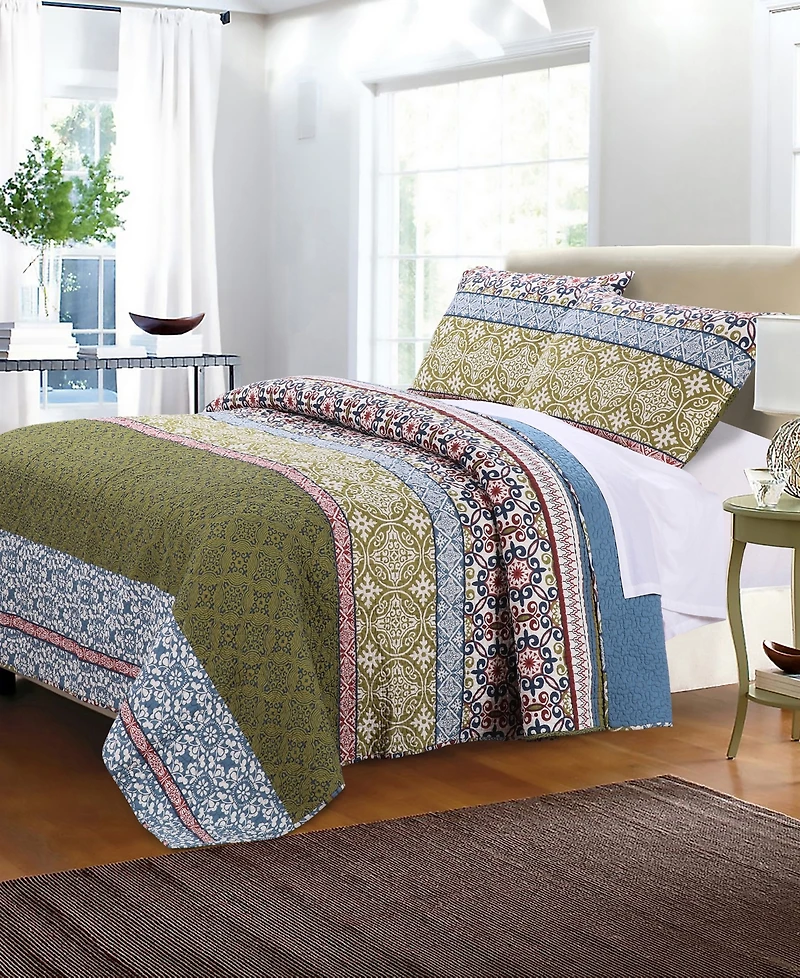Greenland Home Fashions Shangri-La 3-Pc. Quilt Set, Full/Queen
