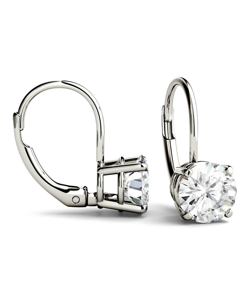 Moissanite Leverback Earrings (2 ct. t.w. Diamond Equivalent) 14k White or Yellow Gold