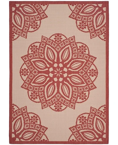 Safavieh Courtyard CY6139 Beige and Red 5'3" x 7'7" Sisal Weave Outdoor Area Rug