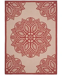 Safavieh Courtyard CY6139 Beige and Red 5'3" x 7'7" Sisal Weave Outdoor Area Rug