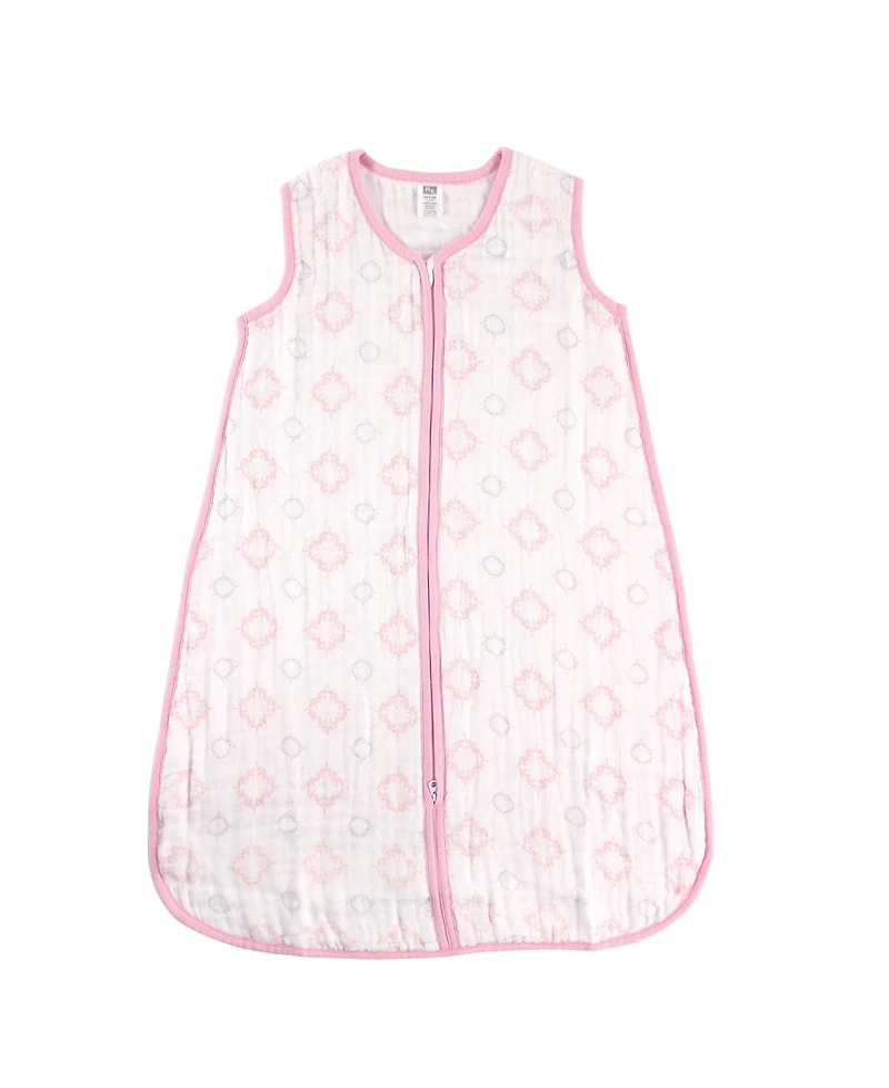 Hudson Baby Girls Muslin Cotton Sleeveless Wearable Sleeping Bag, Sack, Blanket, Pink Stars, 12-18 Months