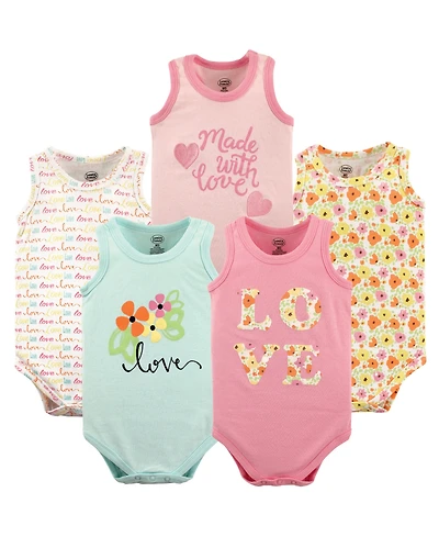 Luvable Friends Baby Girls Breathable Cotton Sleeveless Layering Bodysuits