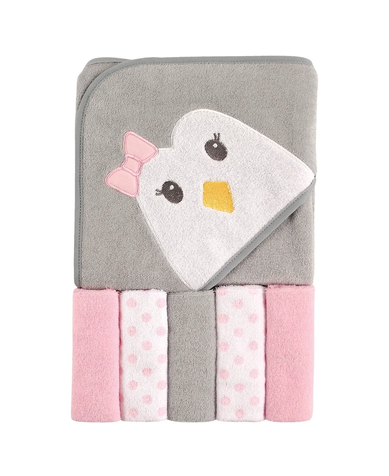 Luvable Friends Girls Hooded Towel with Five Washcloths